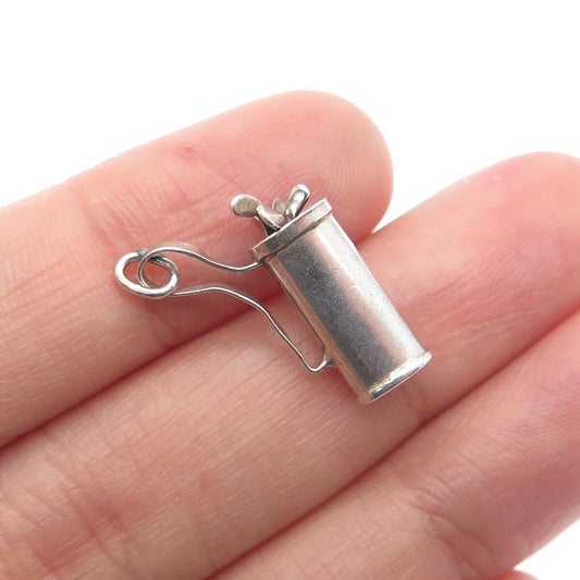 925 Sterling Silver Antique Art Deco Golf Club Minimalist 3D Charm Pendant