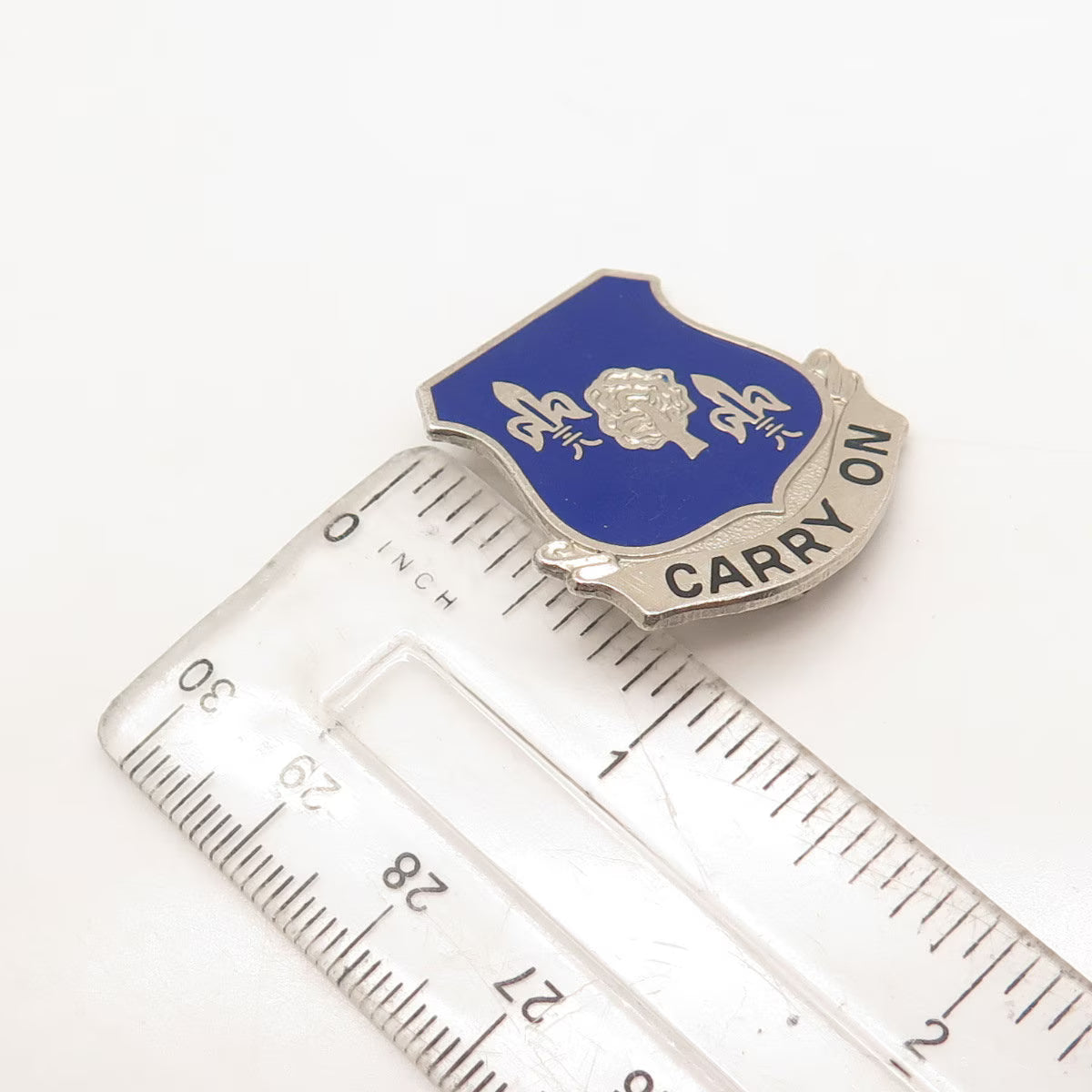 925 Sterling Silver Antique Enamel US Infantry Regiment "Carry On" Pin Brooch