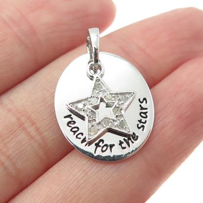 HAN 925 Sterling Silver Real Diamond "Reach For The Stars" Minimalist Pendant