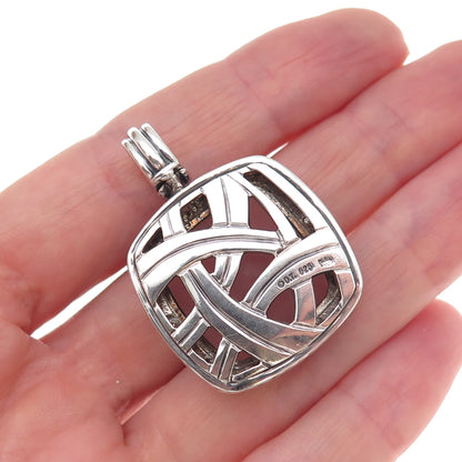 David Yurman Sterling Silver Vintage Real Diamond & Rose Quartz Albion Pendant