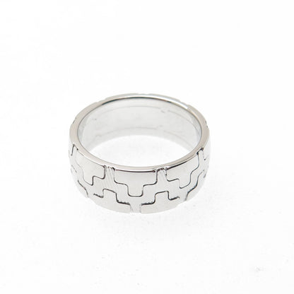 NEOS 925 Sterling Silver Textured Puzzle Band Ring Size 8.25