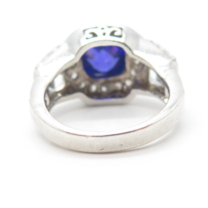 925 Sterling Silver White & Blue C Z Ring Size 8.25