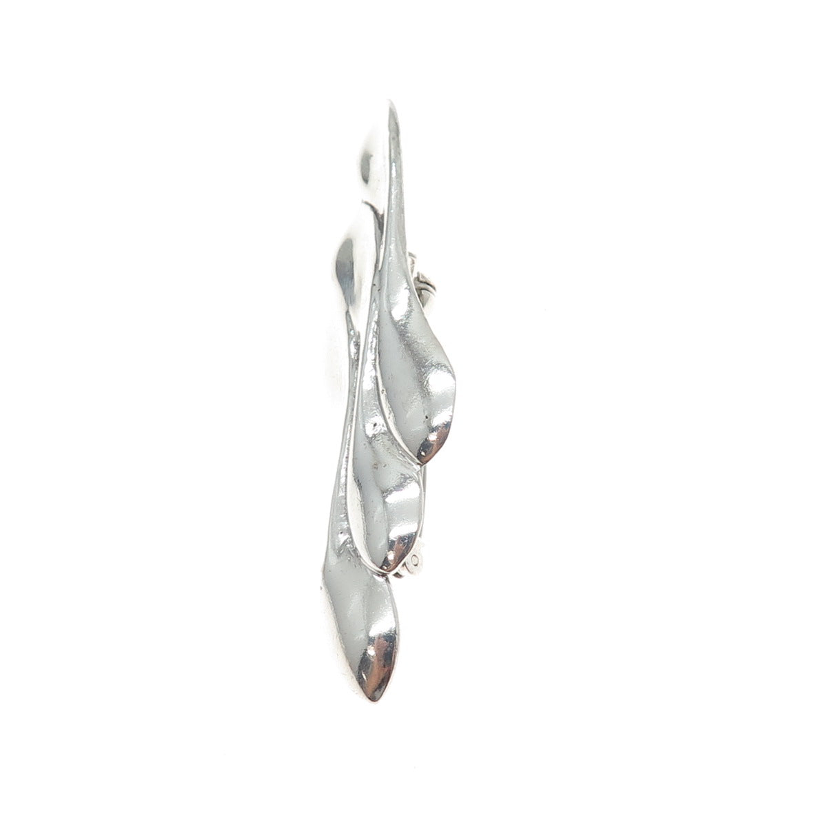 925 Sterling Silver Vintage Modernist Twisted Petal Pin Brooch