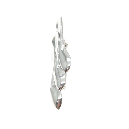 925 Sterling Silver Vintage Modernist Twisted Petal Pin Brooch