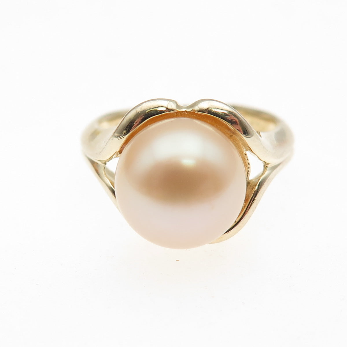 LUCAS LAMETH 925 Sterling Silver Gold Plated Vintage Real Pearl Ring Size 5