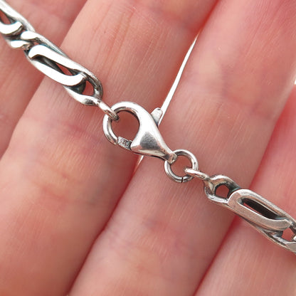 925 Sterling Silver Vintage Paperclip Link Oxidized Bracelet 7.25"