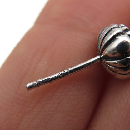 925 Sterling Silver Faux Pearl Oxidized Stud Earrings