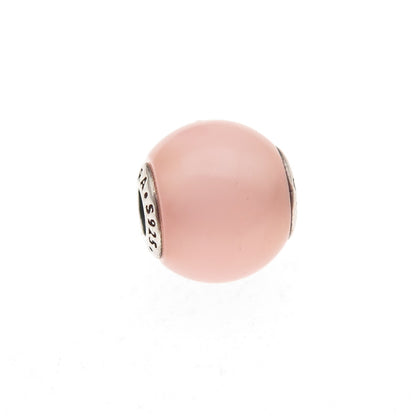 Pandora 925 Sterling Silver Real Rose Quartz Essence Caring Slide Bead Charm