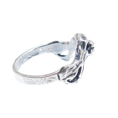 925 Sterling Silver Vintage Dog Oxidized Ring Size 7