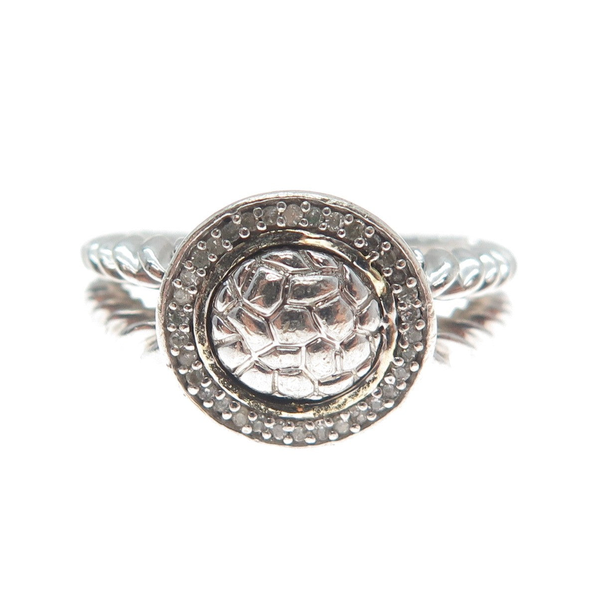 AV DIAMOND 925 Sterling Silver Real Round-Cut Diamond Promise Ring Size 6.75
