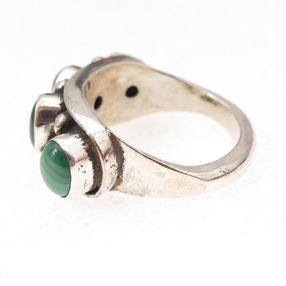 925 Sterling Silver Vintage Real Malachite Oxidized Ring Size 7.75