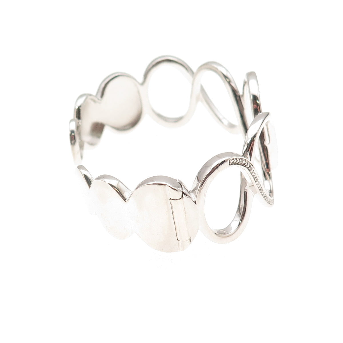 Sun 925 Sterling Silver Round-Cut C Z Infinity Link Adjustable Bracelet 6.25"
