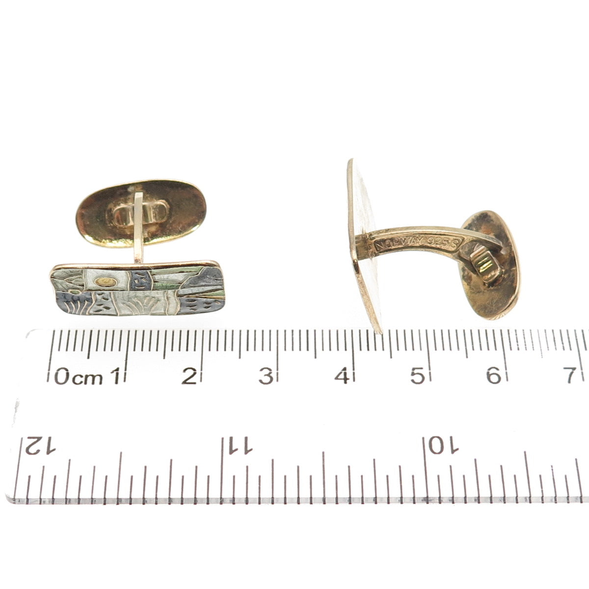 David Andersen 925S Sterling Silver Gold Plated Vintage Norway Enamel Cufflinks