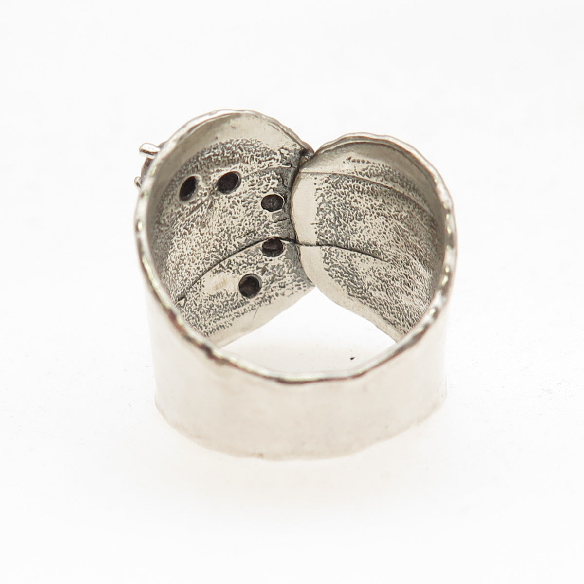 925 Sterling Silver Vintage Round-Cut C Z Modernist Oxidized Ring Size 7.5