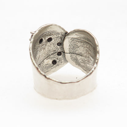 925 Sterling Silver Vintage Round-Cut C Z Modernist Oxidized Ring Size 7.5
