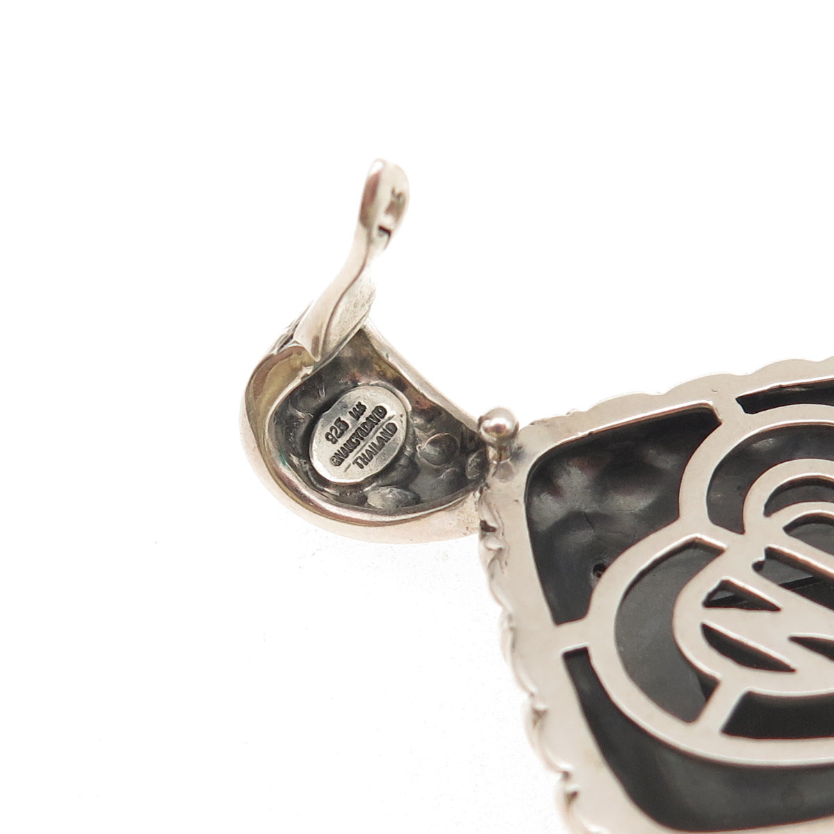 Nancy & David 925 Sterling Silver 14K Gold Vintage Real Black Spinel Pendant
