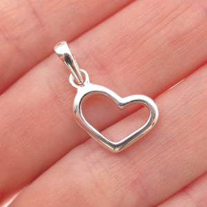 925 Sterling Silver Vintage Open Heart Mini Charm Pendant