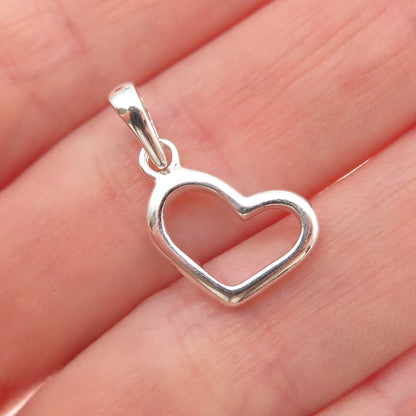 925 Sterling Silver Vintage Open Heart Mini Charm Pendant