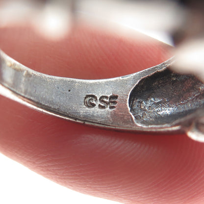 SIDNEY EVAN 925 Sterling Silver Vintage Modernist Oxidized Ring Size 5.75