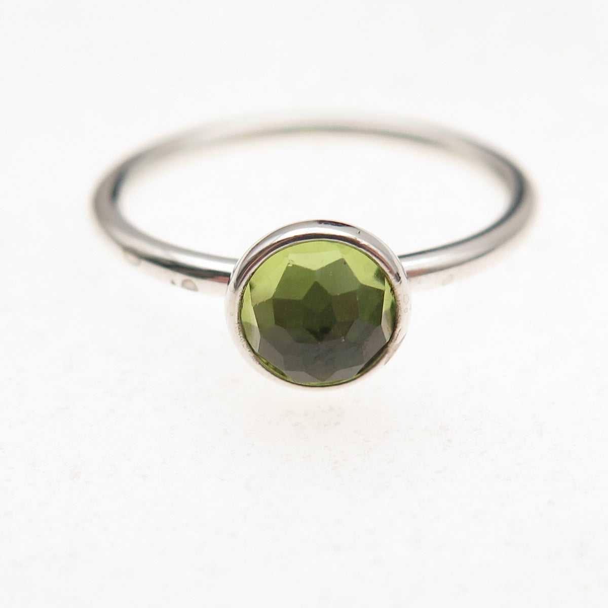 Pandora 925 Sterling Silver Real Peridot August Birthday Blooms Ring Size 6.75