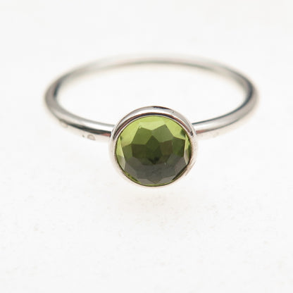 Pandora 925 Sterling Silver Real Peridot August Birthday Blooms Ring Size 6.75