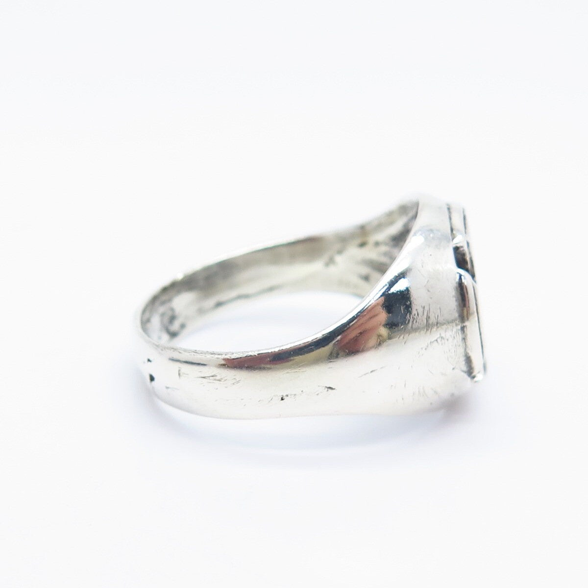 925 Sterling Silver Vintage Cross Domed Ring Size 12.75