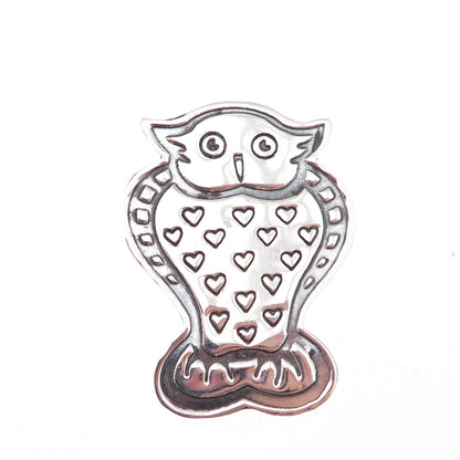 EFS Save the Children 925 Sterling Silver Vintage Wise Owl Oxidized Pin Brooch