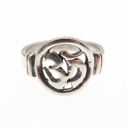 925 Sterling Silver Vintage Om Mantra Ring Size 6
