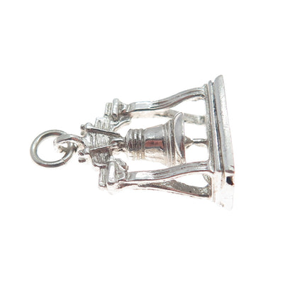 KINNEY Sterling Silver Antique Art Deco Liberty Bell Minimalist Charm Pendant