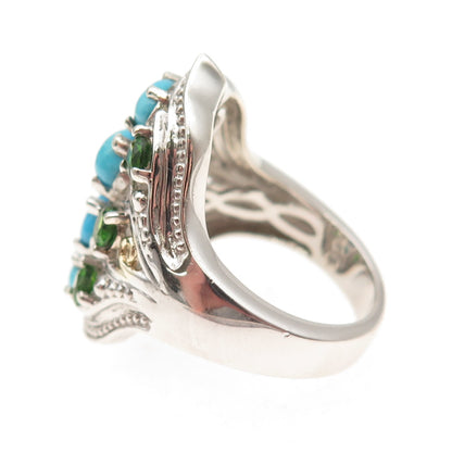 Chuck Clemency 925 Sterling Sleeping Beauty Turquoise & Peridot Ring Size 8.25