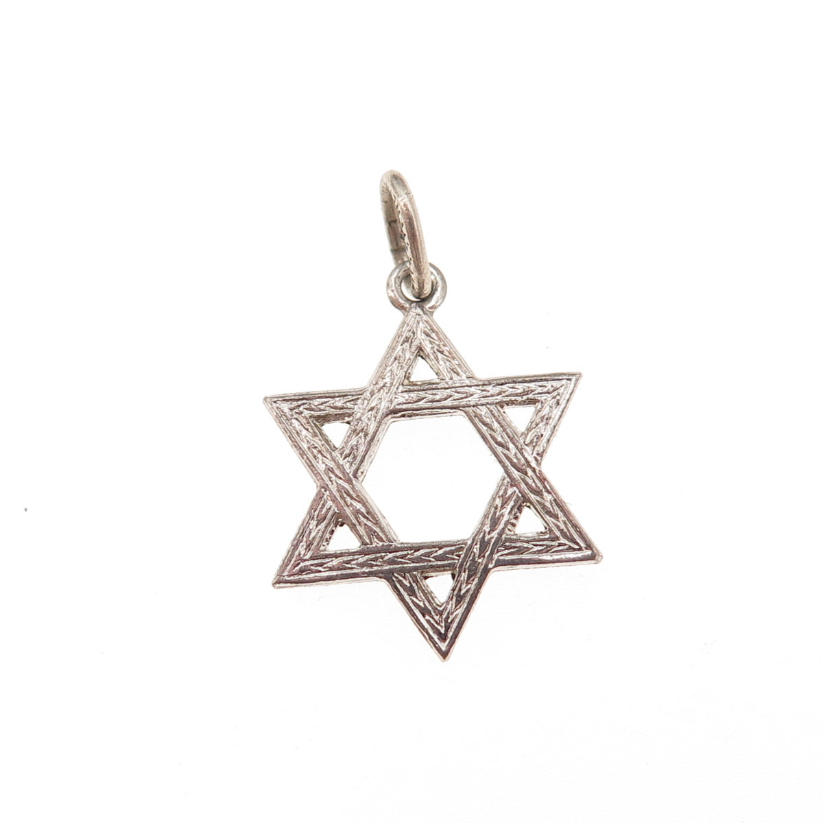 925 Sterling Silver Antique Art Deco Star of David Oxidized Charm Pendant