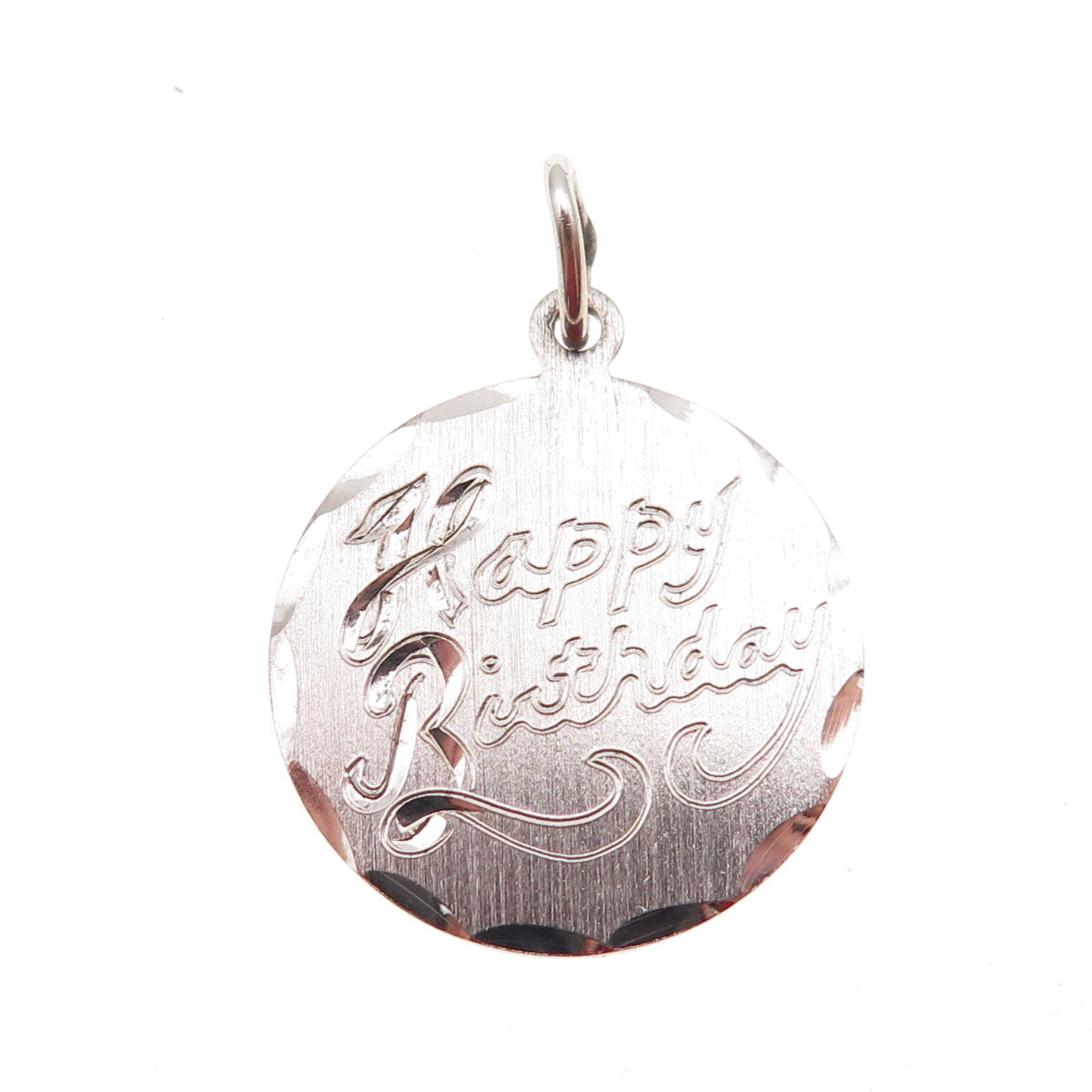 ELCO 925 Sterling Silver Vintage Engraved Happy Birthday Charm Pendant
