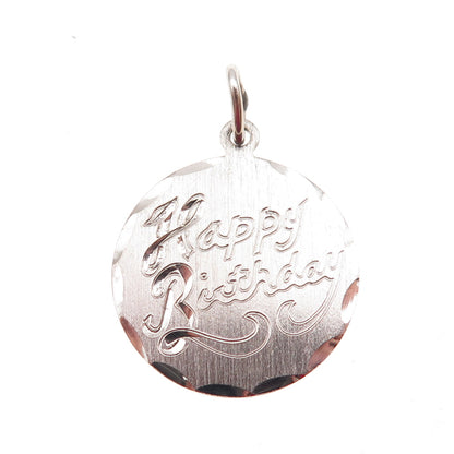 ELCO 925 Sterling Silver Vintage Engraved Happy Birthday Charm Pendant