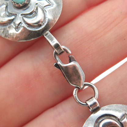 SHAWN NELSON NAVAJO Old Pawn 925 Sterling Vintage Turquoise Flower Bracelet 7"