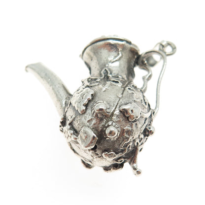 925 Sterling Silver Antique Art Deco Teapot Ornate Pendant