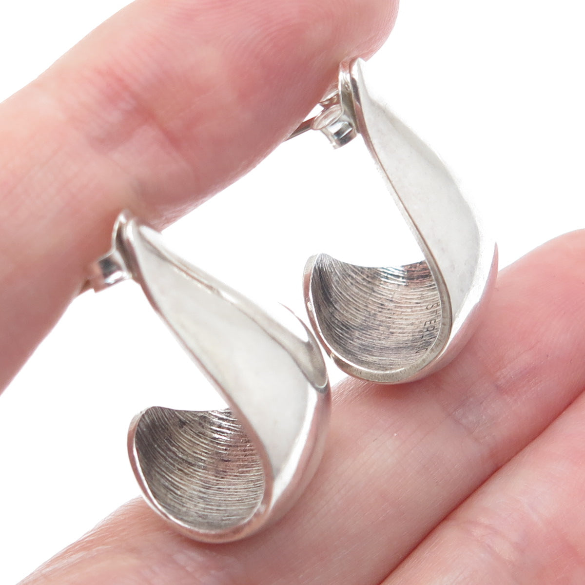 CIANI 925 Sterling Silver Vintage Modernist Wavy Earrings