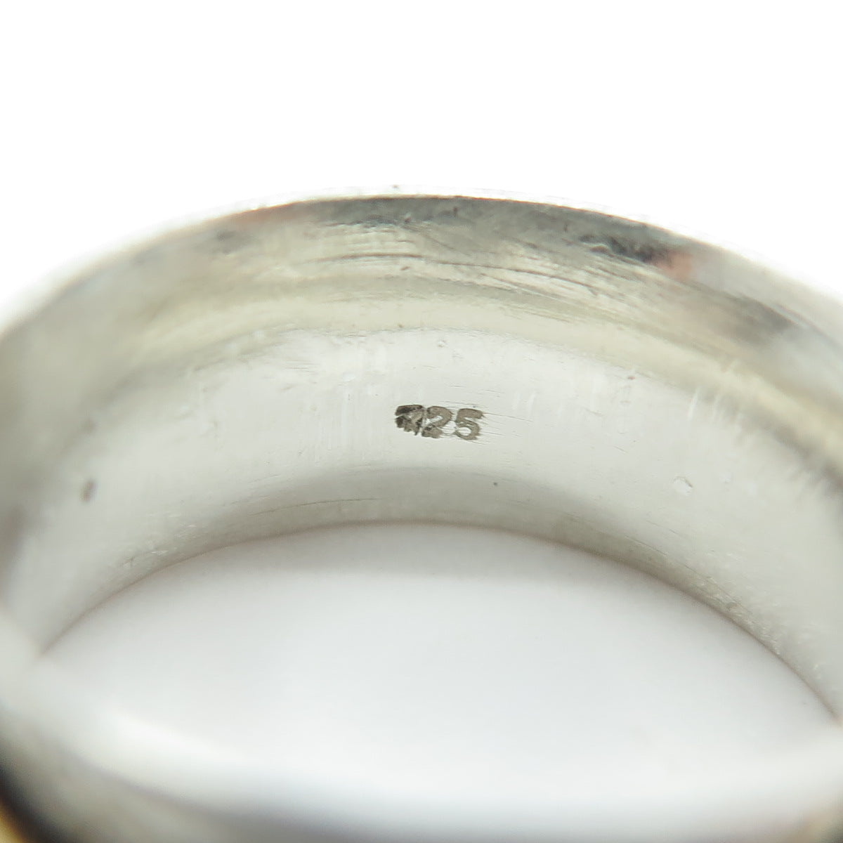 925 Sterling Silver 2-Tone Vintage Engraved Band Ring Size 7.25