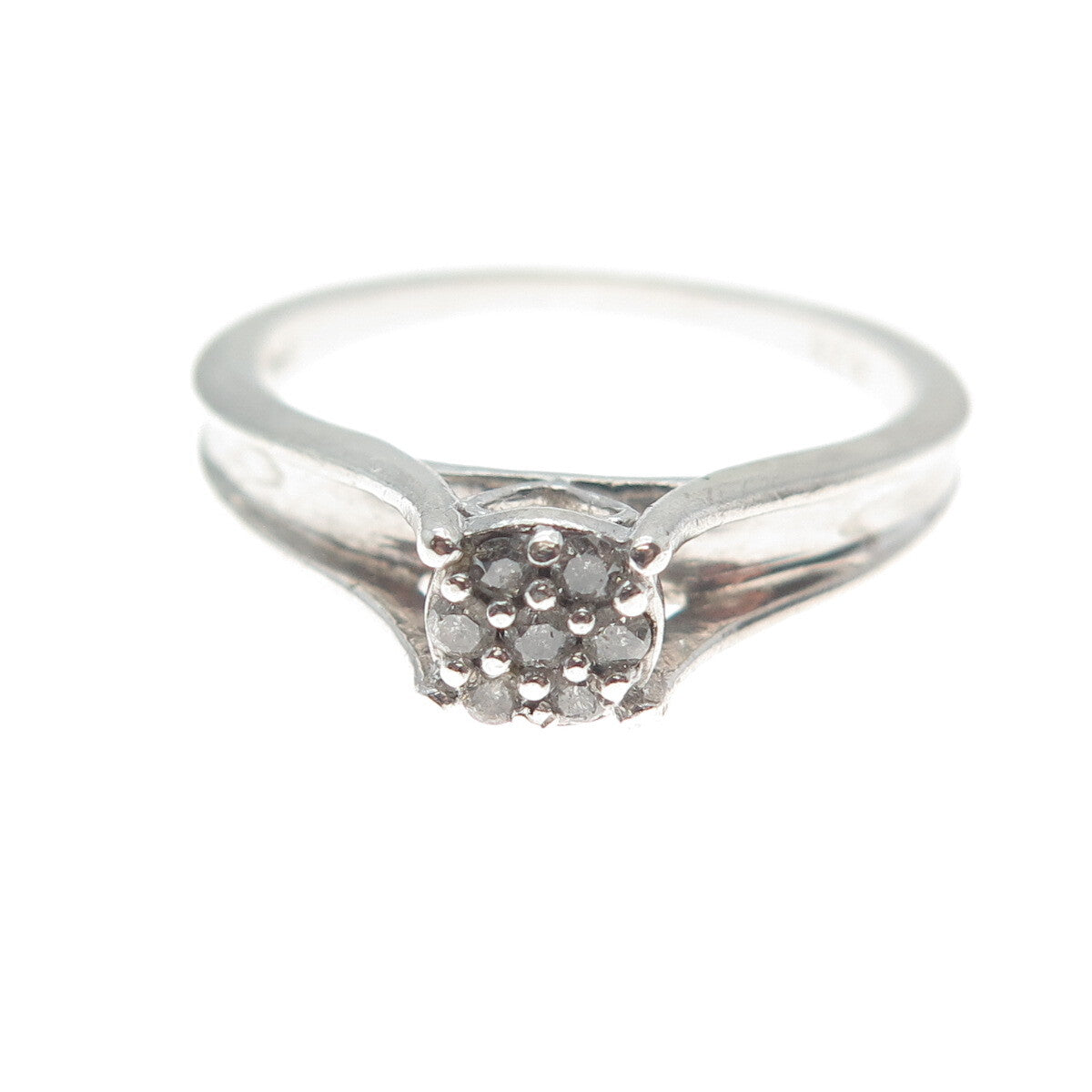 JANE SAYMOUR 925 Sterling Silver Real Round-Cut Diamond Ring Size 7.25