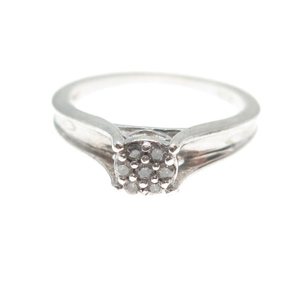 JANE SAYMOUR 925 Sterling Silver Real Round-Cut Diamond Ring Size 7.25