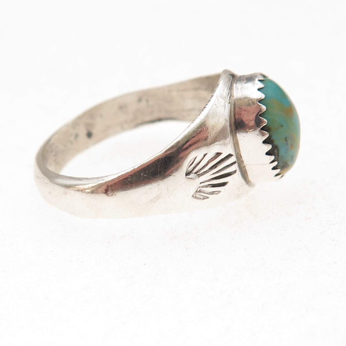 Old Pawn 925 Sterling Silver Vintage Southwestern Turquoise Ring Size 10.5