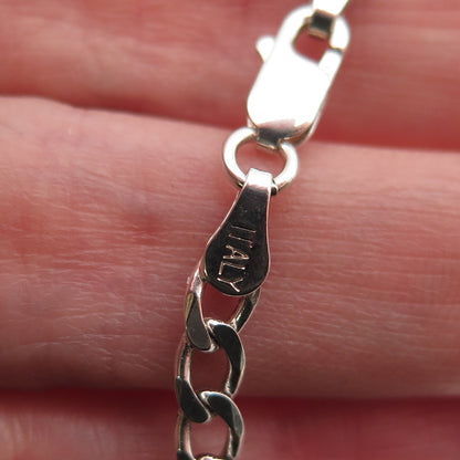 925 Sterling Silver Vintage Italy Figaro Link Bracelet 8.25"