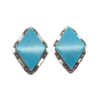 JAY KING DESERT ROSE 925 Sterling Silver Vintage Real Tyrone Turquoise Earrings