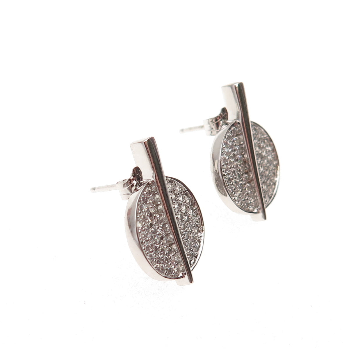 925 Sterling Silver Round-Cut C Z Disc Stud Earrings