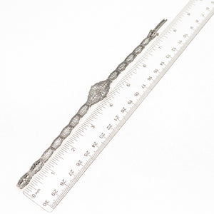 Esemco Sterling Silver Antique Real Diamond Bracelet 6.75" (broken link & lock)