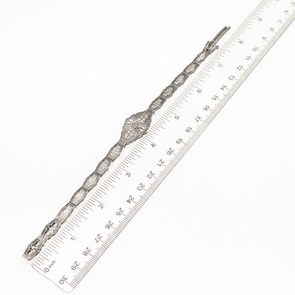 Esemco Sterling Silver Antique Real Diamond Bracelet 6.75" (broken link & lock)