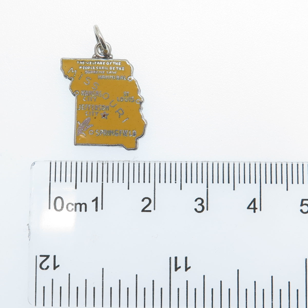 925 Sterling Silver Vintage Enamel Missouri State Map Minimalist Charm Pendant