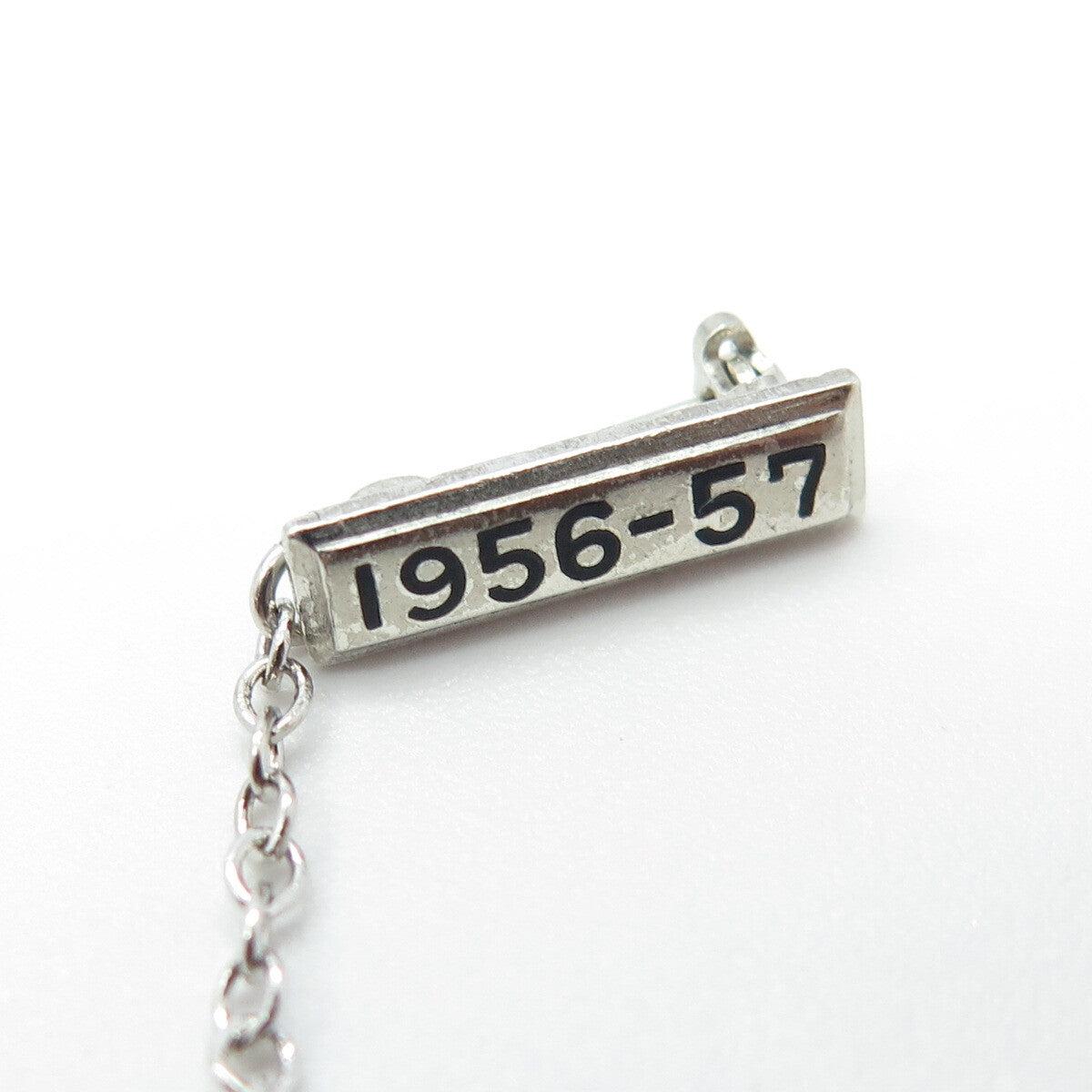 925 Sterling Silver Vintage Enamel "Student Council 1956-57" Pin Brooch