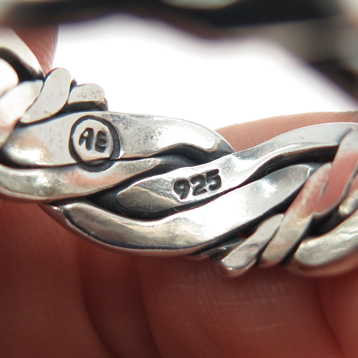 ART'S ELEGANCE 925 Sterling Silver Vintage Woven Oxidized Band Ring Size 12.75