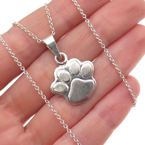 925 Sterling Silver Dog Paw Cable Chain Necklace 16"