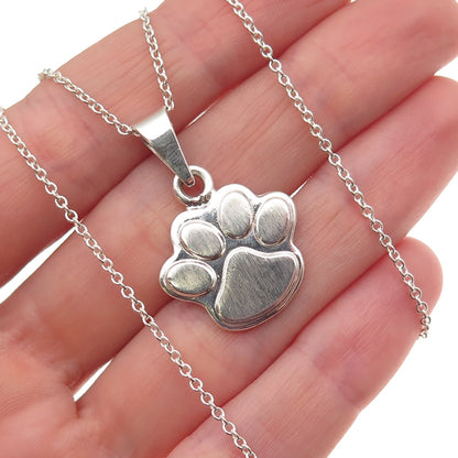 925 Sterling Silver Dog Paw Cable Chain Necklace 16"